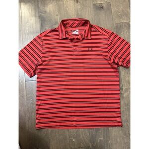 Under Armour Golf Polo Shirt Adult Men's Large RED/Black Striped